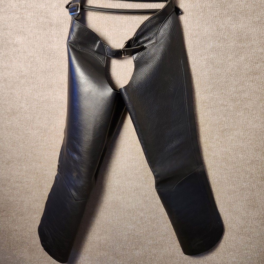 US Chap & Saddlebag Leather‎ Motorcycle Chaps Women M/L Black Excellent Biker